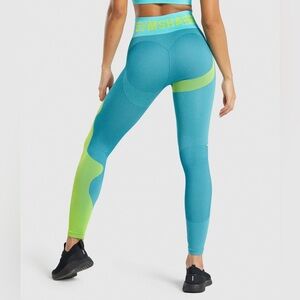 Gymshark Teal & Lime Seamless Sculpt Leggings